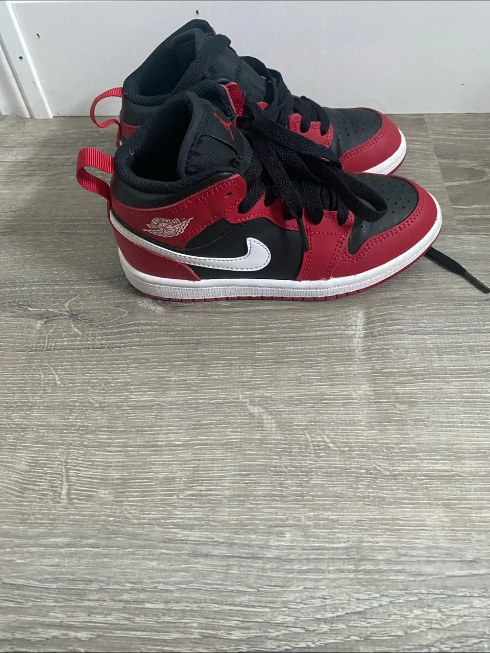 Jordan Kids' Black and Red High-Top Sneakers